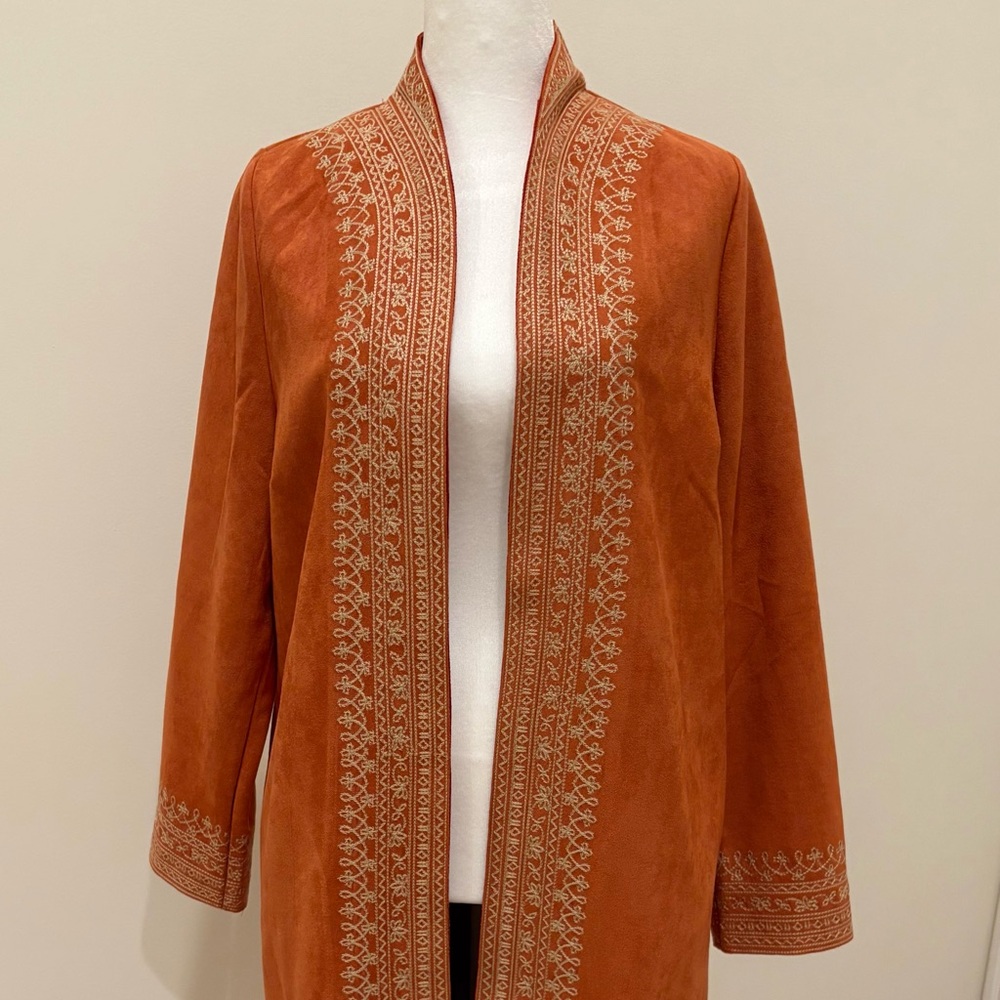 Soft Surroundings Terracotta Embroidered  Duster
